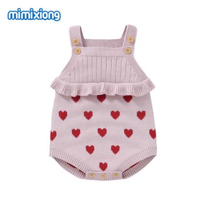 Baby girl Cute heart pattern knitted jumpsuit