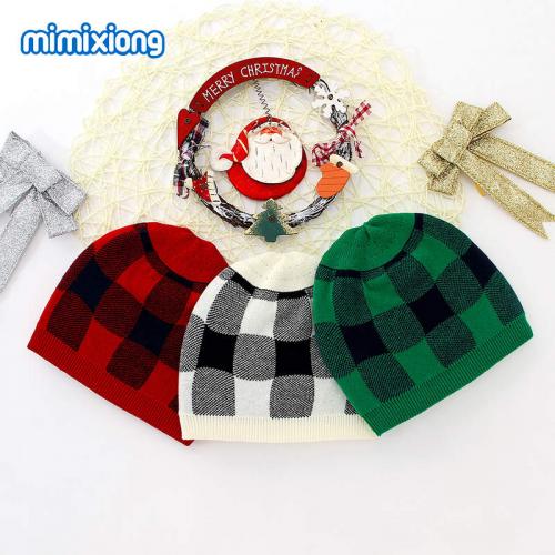 Baby plaid knitted hat